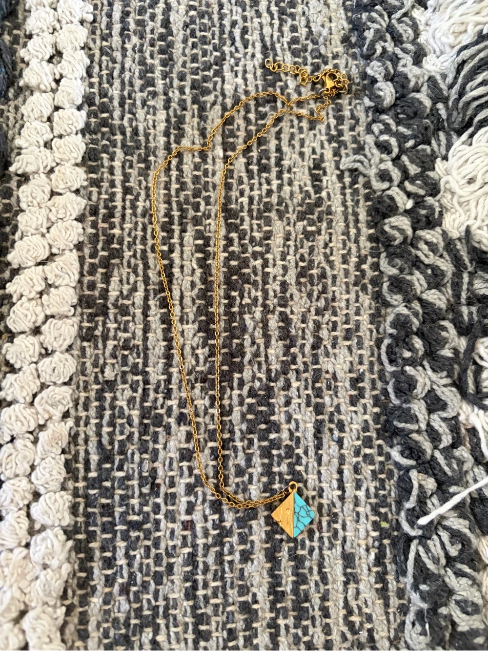 Plunder Gold-Tone Necklace with Turquoise and Gold Triangle Charm